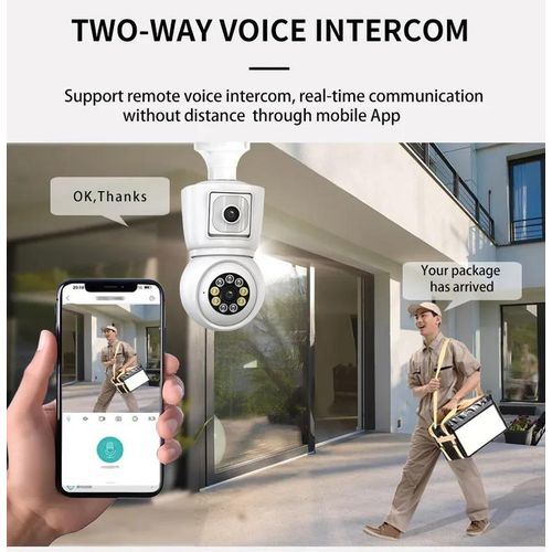 ICSEE 4K 8MP E27  WiFi Camera Dual  Dual Screen Auto Tracking Two Way Audio Color Night Vision Outdoor Security Camera