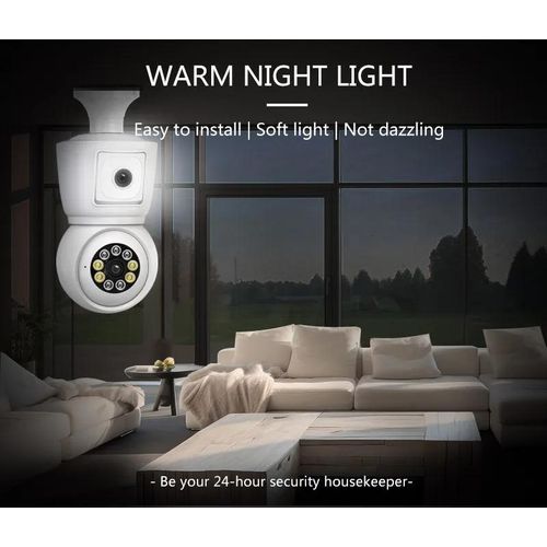 ICSEE 4K 8MP E27  WiFi Camera Dual  Dual Screen Auto Tracking Two Way Audio Color Night Vision Outdoor Security Camera