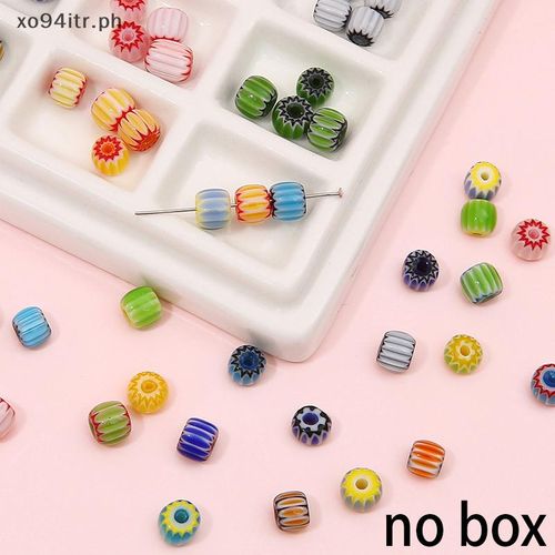 XOITR 20PCS Glass Glazed Print Lampwork Beads Loose Cylinder Spacer Beads For