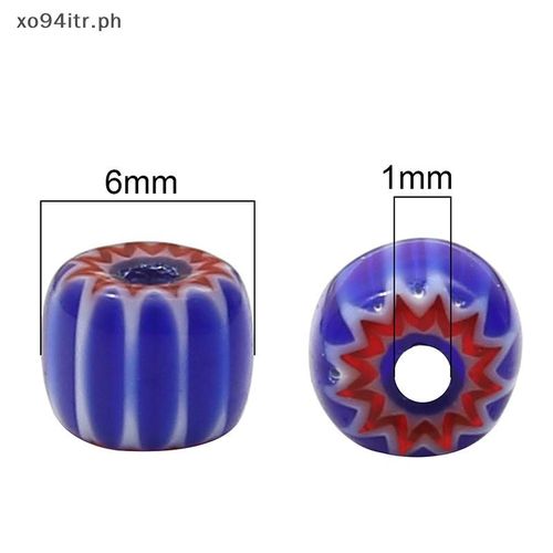XOITR 20PCS Glass Glazed Print Lampwork Beads Loose Cylinder Spacer Beads For