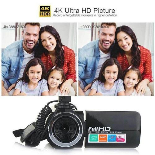 Video Camera 1080P 2400W Camcorder Vlog Camera For YouTube 270° Flipping IR Night Vision Wide Angle Len Full Set