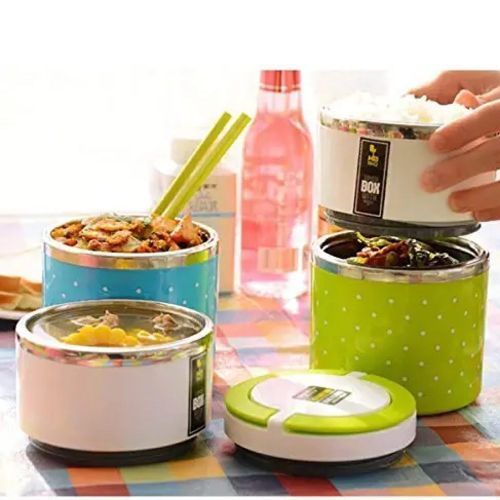 3 Layer Steel Food Insulated Lunch Box Container Tiffin- Multi-colours.