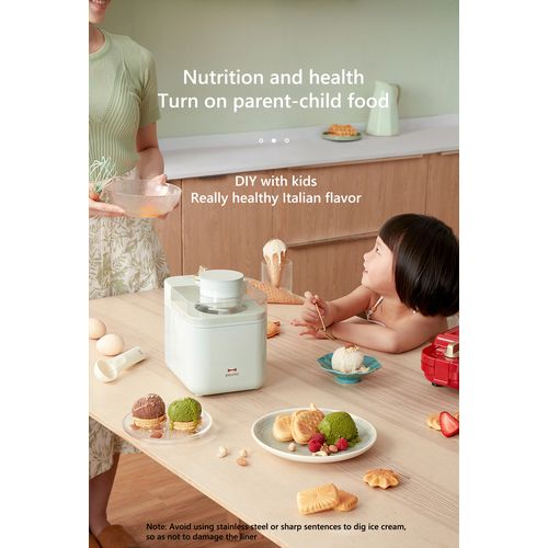 Bruno Ice Cream Machine Home Made Mini Fruit Smoothie Maker- Cream, Green