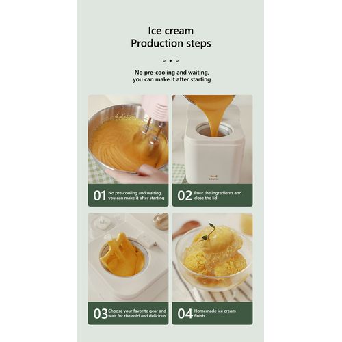 Bruno Ice Cream Machine Home Made Mini Fruit Smoothie Maker- Cream, Green