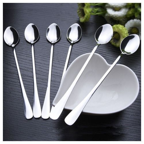 6pcs Long Handle Stainless Steel Tea Coffee Spoons Ice