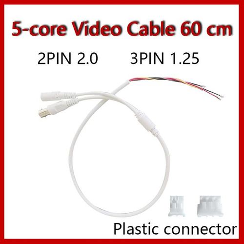 5pcs Cctv 5-Core Video Cable With Dc Input Bnc Output For Surveillance Camera3pin 1.5mm Or 1.25mm 2pin 2.0mm