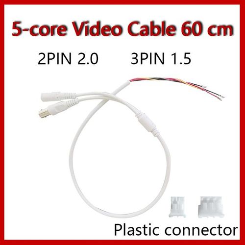 5pcs Cctv 5-Core Video Cable With Dc Input Bnc Output For Surveillance Camera3pin 1.5mm Or 1.25mm 2pin 2.0mm
