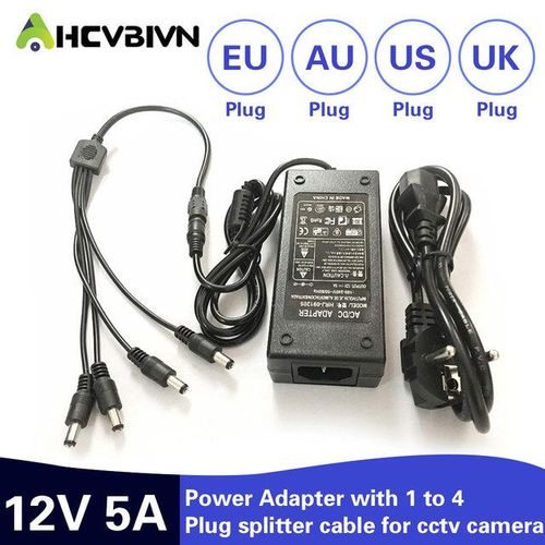 Ahcbivn 12v 5a 4 Port Cctv Camera Ac Adapter Power Supply Box For The Cctv Camera