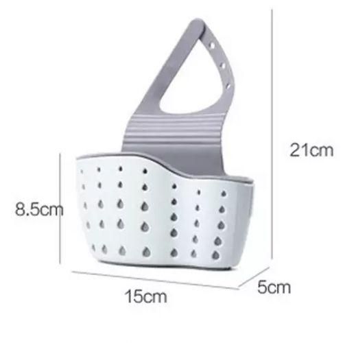 Kitchen Sink Hanging Soap Dish, Sponge Drainer Storage Basket Holder- Pink/Grey