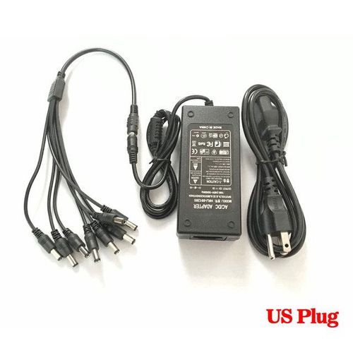 Ahcbivn 12v 5a 8ch Power Supply Cctv Camera Power Box 8 Port Dcpigtail Coat Dc 12v Power Adapter