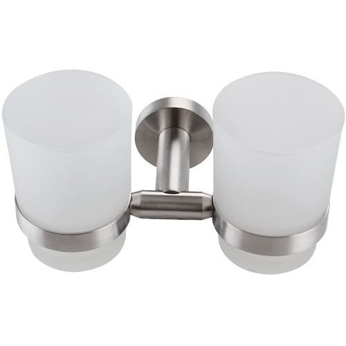 Brimix Wall-Mounted  Double Cups Toothbrush Holder-Silver