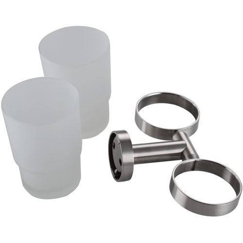 Brimix Wall-Mounted  Double Cups Toothbrush Holder-Silver