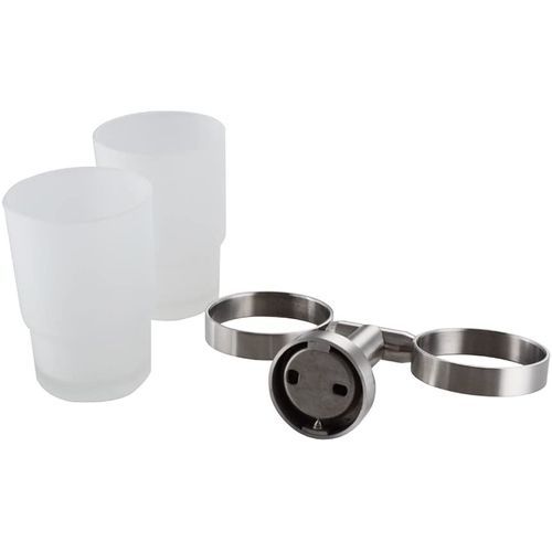 Brimix Wall-Mounted  Double Cups Toothbrush Holder-Silver