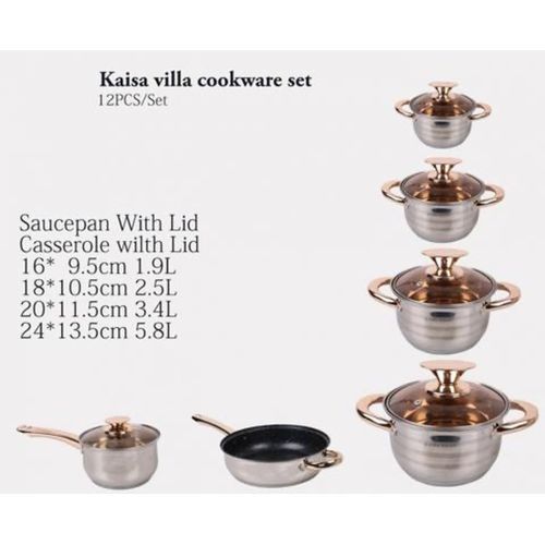 6pc Induction Stainless Steel Cookware Set-Silver