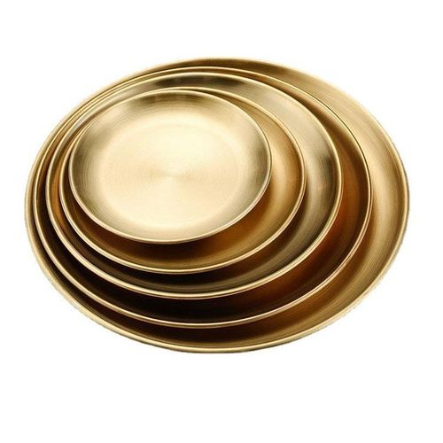 luxury Stainless Steel Dinner Plate for Camping Kitchen Party - Gold