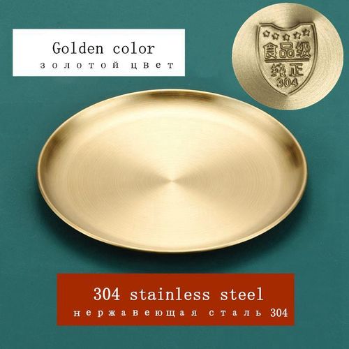 luxury Stainless Steel Dinner Plate for Camping Kitchen Party - Gold