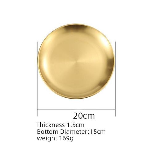 luxury Stainless Steel Dinner Plate for Camping Kitchen Party - Gold