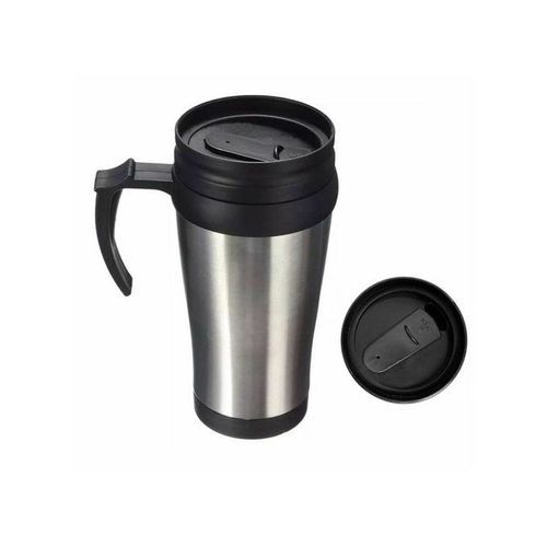 Stainless Steel Travel Car Mug with Handle - Silver