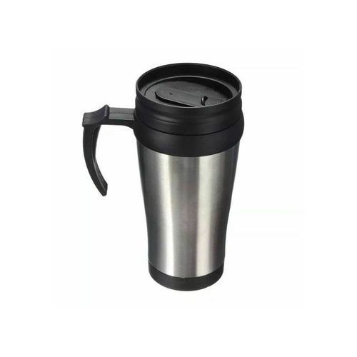 Stainless Steel Travel Car Mug with Handle - Silver