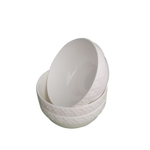 General 3 Pieces Set Of Ceramic Soup Salad Bowls - White