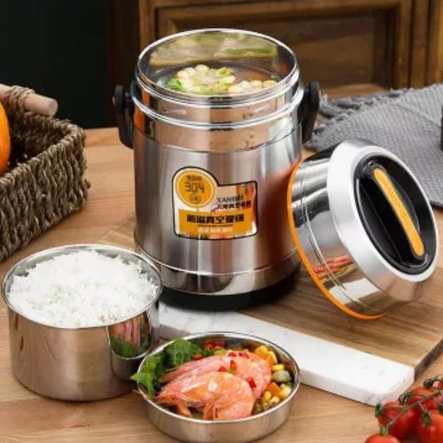Steel Food Flask,Lunch Box 2.6 Litres Container -  Silver