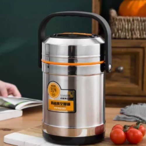 Steel Food Flask,Lunch Box 2.6 Litres Container -  Silver
