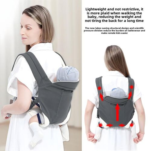 Baby Strap Baby Travel Carrier Newborn Four Seasons Available Simple Backpack Multi-Functional Baby Holding Artifact (Grey)