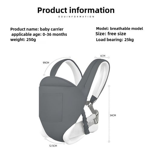 Baby Strap Baby Travel Carrier Newborn Four Seasons Available Simple Backpack Multi-Functional Baby Holding Artifact (Grey)
