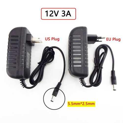 Adapter Power Supply Ac To Dc 12v 3a Eu Plug Charging Port Converter Charger 5.5mmx2.5mm 3000ma For Led Strip Lamp