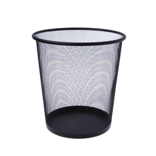 Metallic Mesh Trash Can Dustbin-Black