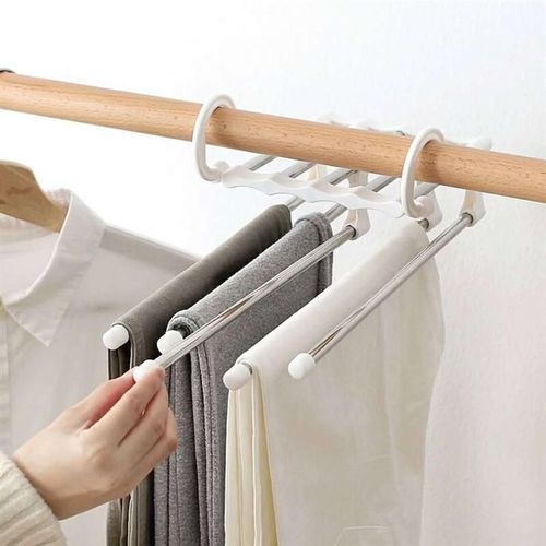 5 In1 Multi-functional Trousers/Pants Hanger Rack-White.
