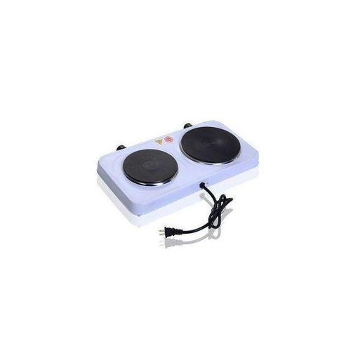Double Solid Electric Hotplate Plus A Free 4 Way Extension- White