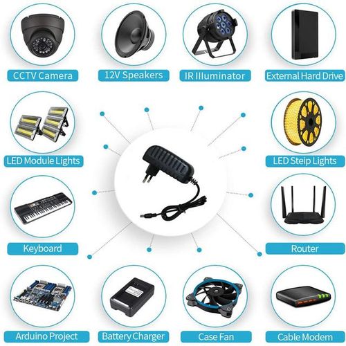 12v 2a Ac 100v-240v Adapter Dc 12v 2a 2000ma Power Supply Eu Plug 5.5mm X 2.1-2.5mm For Cctv Ip Camera System Projector