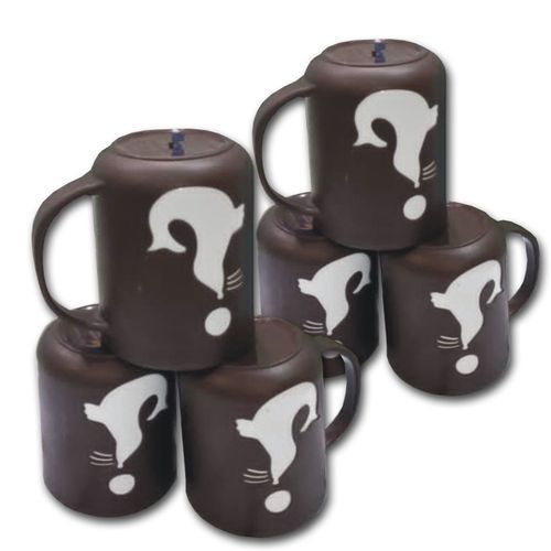 Set Of 6 Pieces Plastic Cups  -Coffee Brown