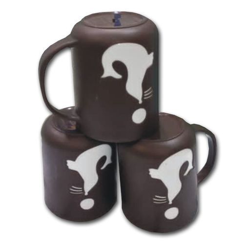 Set Of 6 Pieces Plastic Cups  -Coffee Brown