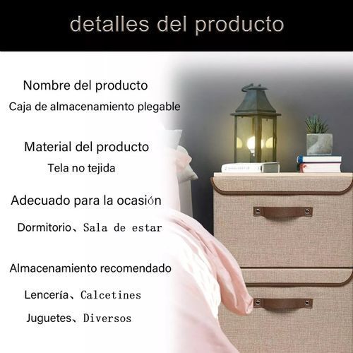 2PCS Linen Fabric Folding Lid Storage Box - Beige