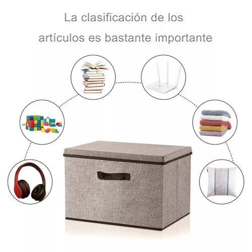 2PCS Linen Fabric Folding Lid Storage Box - Beige