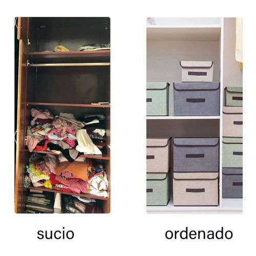 2PCS Linen Fabric Folding Lid Storage Box - Beige