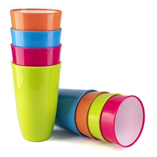 12 Pieces Of Plastic Water Juice Tumblers Cups Mugs For Parties And Home - Multi-Colours.
