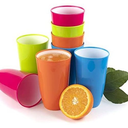 12 Pieces Of Plastic Water Juice Tumblers Cups Mugs For Parties And Home - Multi-Colours.