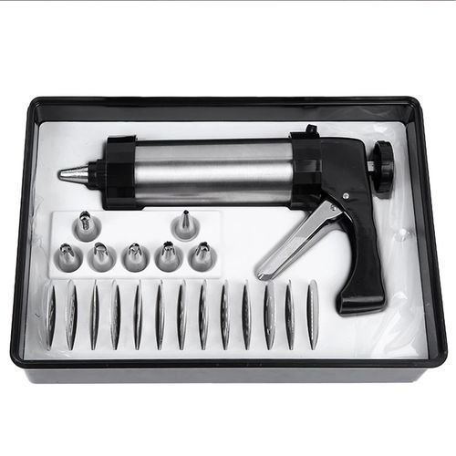 21pc Cookie Press & Icing Sugar Cake Decorating Set - Silver
