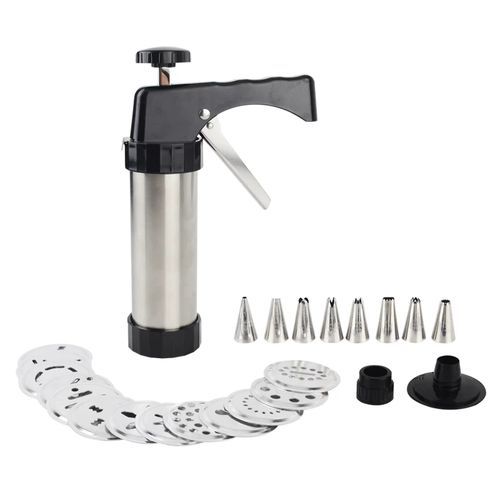 21pc Cookie Press & Icing Sugar Cake Decorating Set - Silver