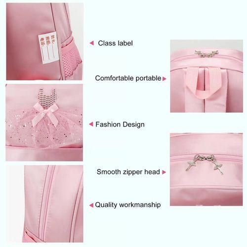 Dance Bag With Embroidery Ballet Backpack With Elegant Lace Pink
