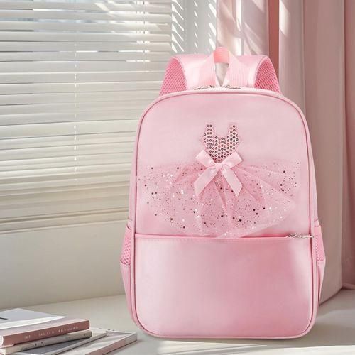 Dance Bag With Embroidery Ballet Backpack With Elegant Lace Pink