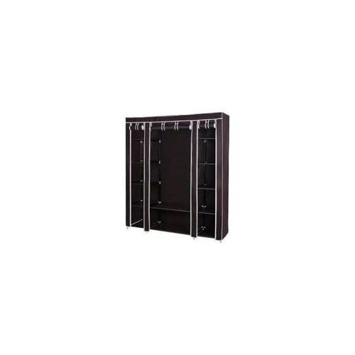 3 Column Cloth & Steel Wardrobe Not Assembled - Brown