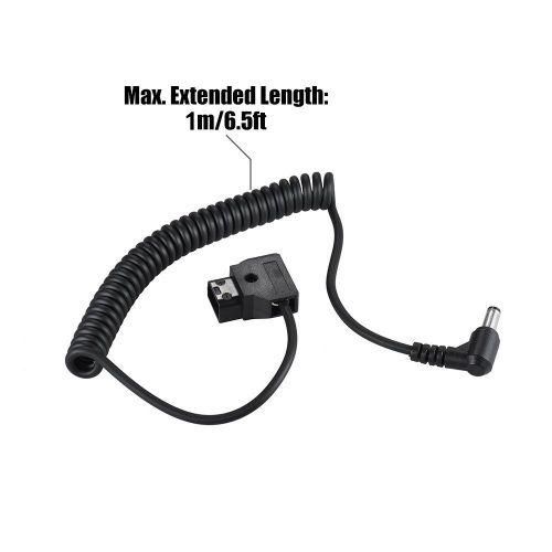 Coiled 1M3.28Ft DTap 2Pin Male To Dc 5.5 X 2.1Mm Adapter Cable Extension Elastic Line For Anton VMount Battery Dslr Cage Rig Power Supply