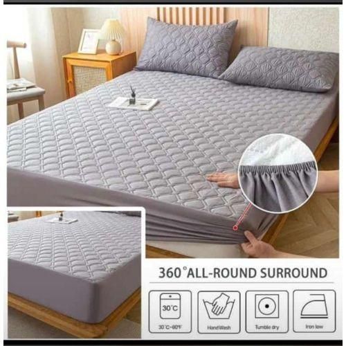 Original High Quality Full Fit Waterproof Mattress Protector Cover- Grey