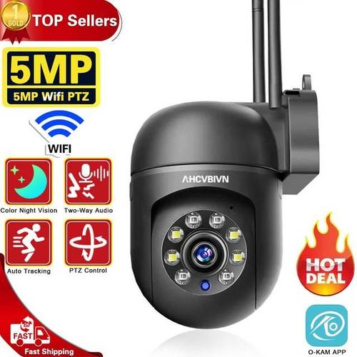 5mp Wifi Surveillance Black Ip Camera Auto Tracking Color Night Vision Mini Outdoor Waterpter Ptz Ip Security Camera O-Kam App