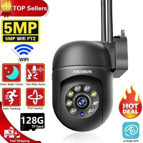 5mp Wifi Surveillance Black Ip Camera Auto Tracking Color Night Vision Mini Outdoor Waterpter Ptz Ip Security Camera O-Kam App