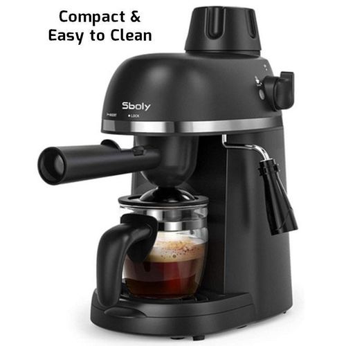 Saachi High Grade Electric 4Cup 3.5 Bar Coffee, Espresso And Cappuccino Maker Machine - Black
